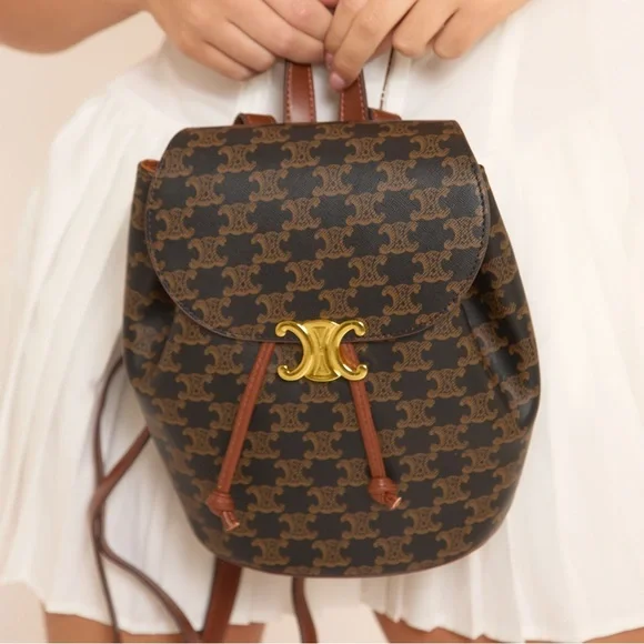 BACKPACK IN BROWN PRINTED FAUX LEATHER - Picture 2 of 2